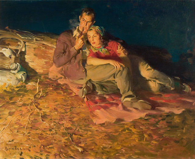Evening by the Fire (1930) - Haddon Sundblom Tablo