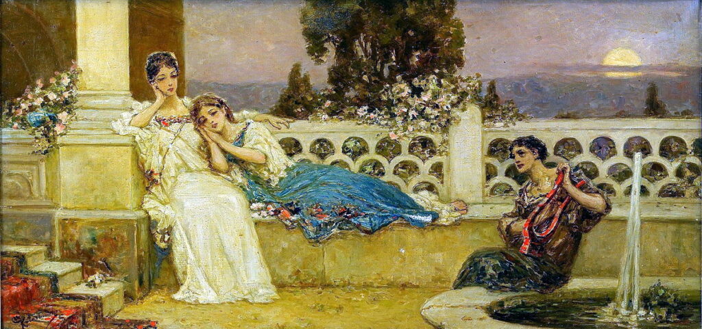 Evening on the Terrace - Wilhelm Kotarbinski Tablo