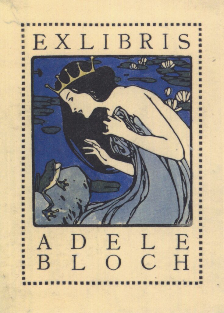 Exlibris Adele Bloch Bookplate with princess and frog (1905) - Koloman Moser Tablo