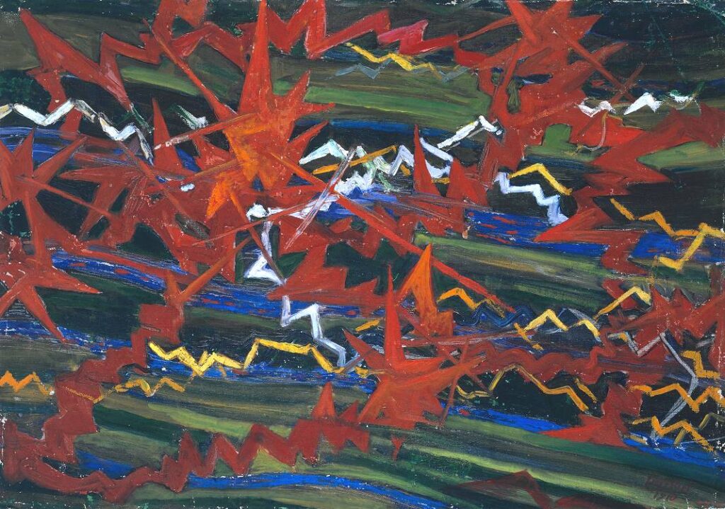 Explosion of Red on Green (1910) - Gerardo Dottori Tablo