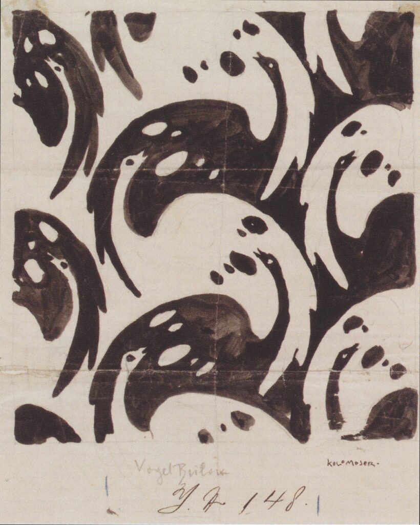 Fabric design with birds for Backhausen (1899) - Koloman Moser Tablo