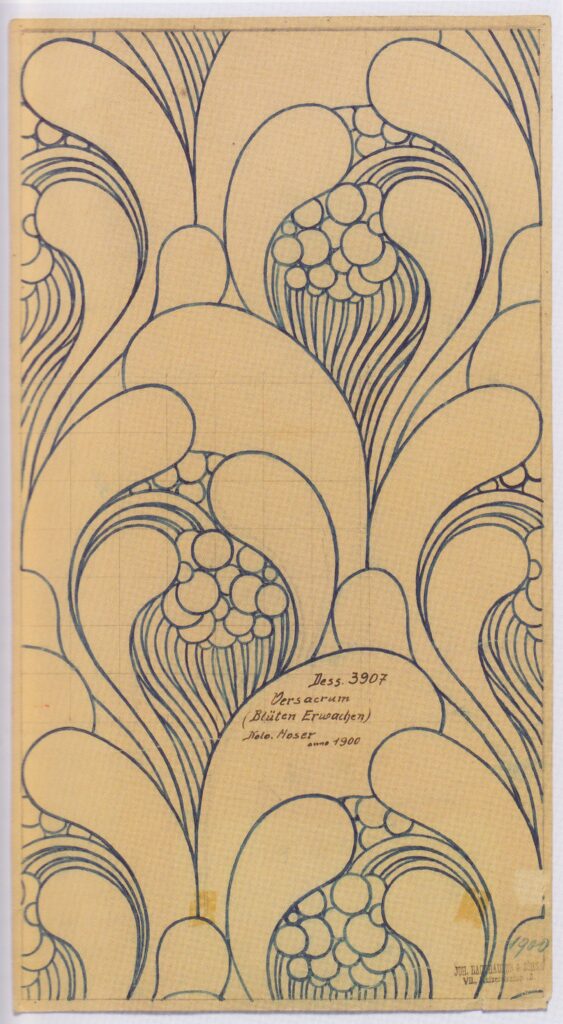 Fabric design with floral awakening for Backhausen (1900) - Koloman Moser Tablo