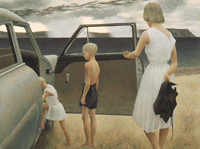 Family and Rainstorm (1955) - Alex Colville Tablo