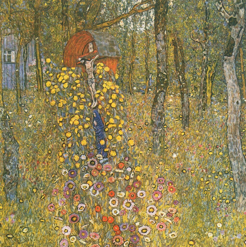 Farm Garden with Crucifix (1911) - Gustav Klimt Tablo
