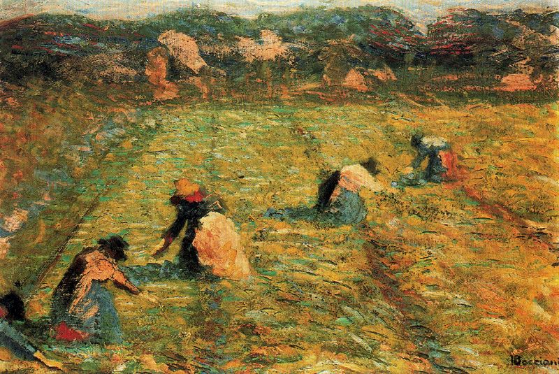 Farmers at work (Risaiole) (1908) – Umberto Boccioni Tablo