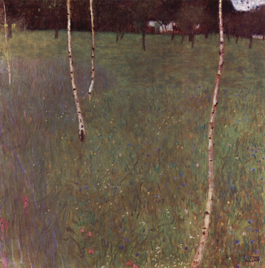 Farmhouses with Birch Trees (1900) - Gustav Klimt Tablo