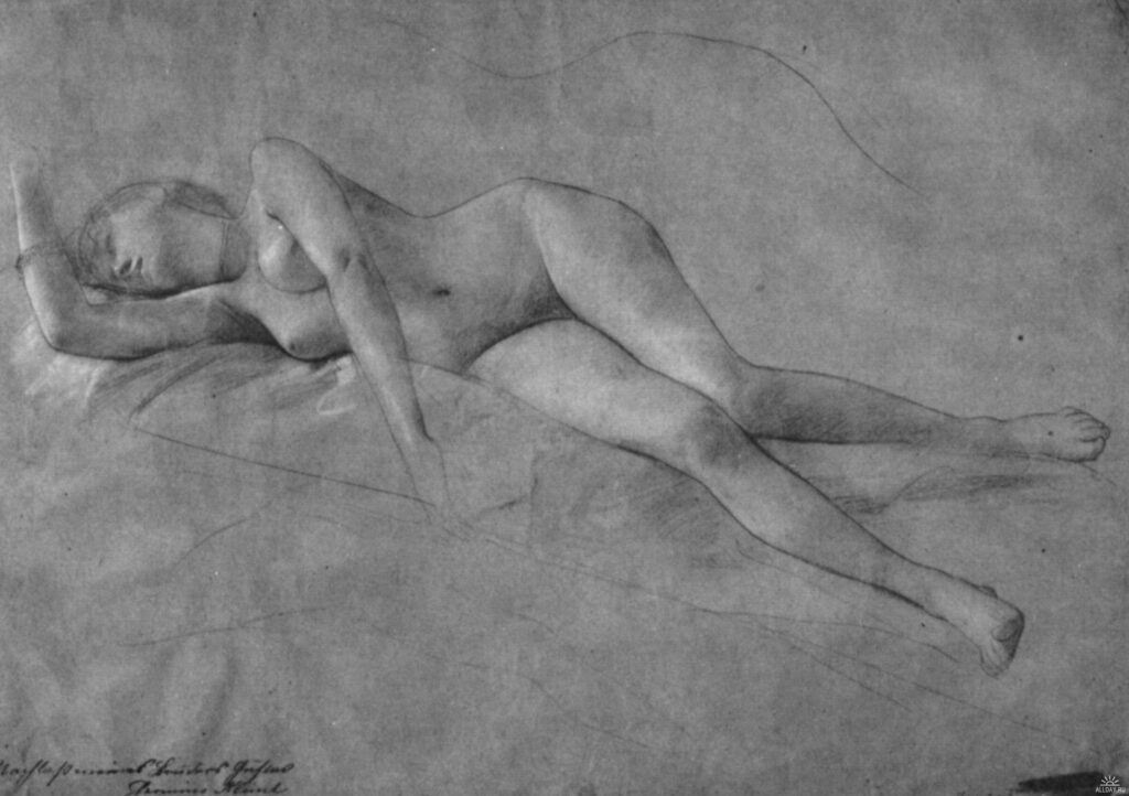 Female Nude (1887) - Gustav Klimt Tablo