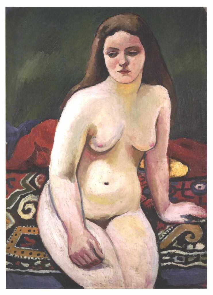 Female nude at a knited carpet - August Macke Tablo