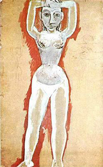 Female nude with her arms raised (1907) - Pablo Picasso Tablo