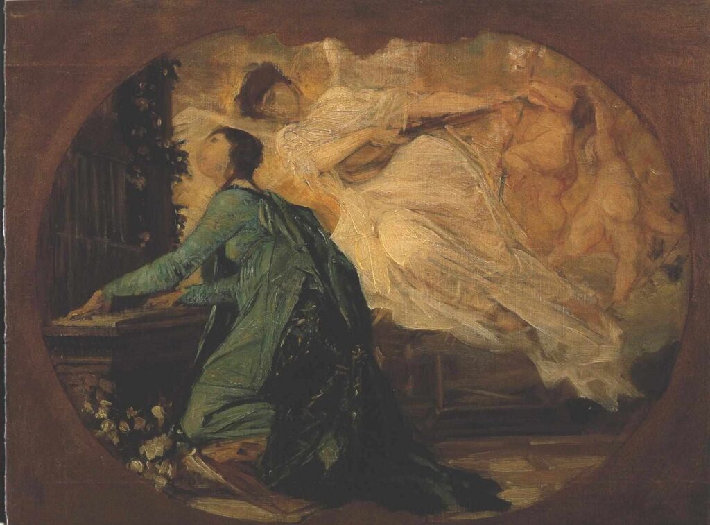Female organ player (1885) - Gustav Klimt Tablo
