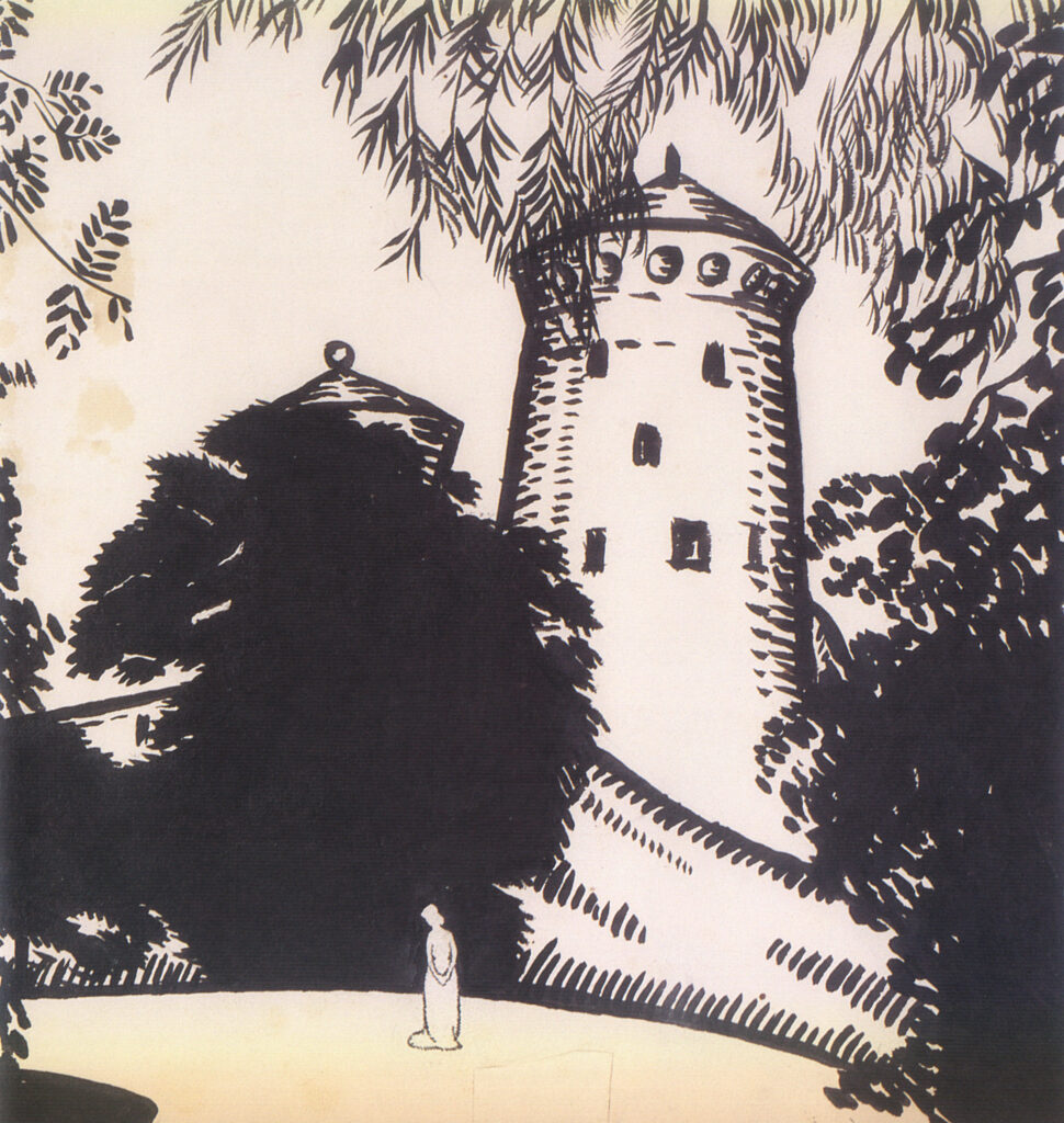 Female silhouette against the background of the castle (1911) - Oleksandr Bogomazov Tablo
