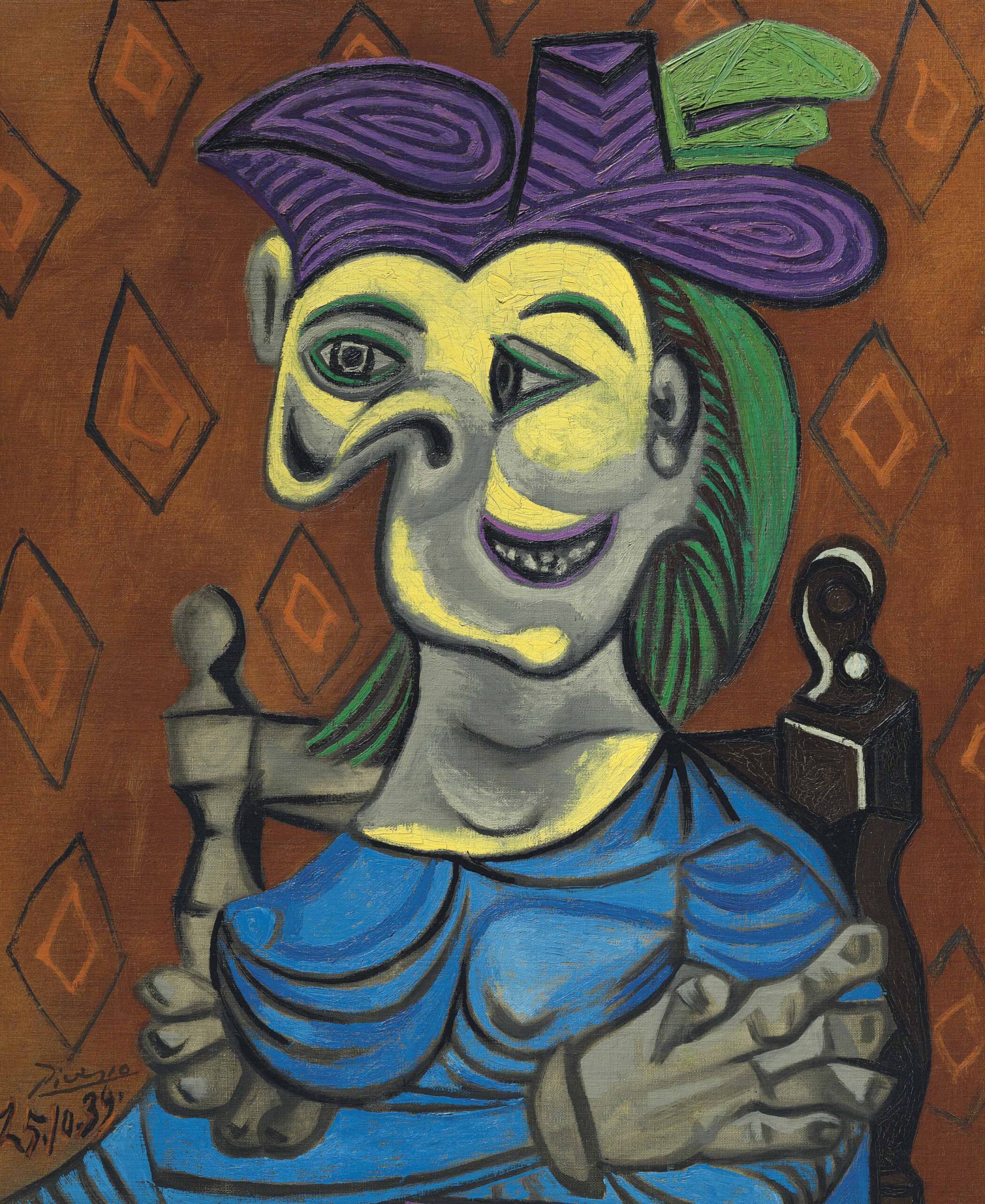 Femme Assise, Robe Bleue (1939) - Pablo Picasso Tablo