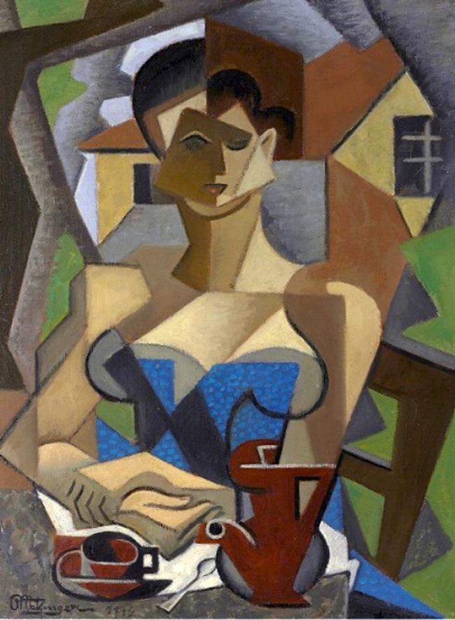 Femme assise, en robe bleue (1950) - Jean Metzinger Tablo
