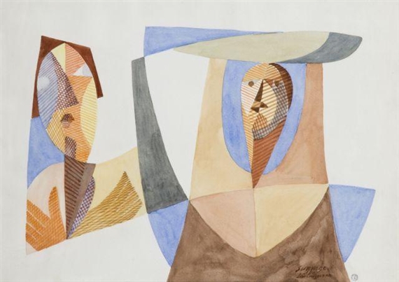 Femmes De San Giminiano (1950) - Léopold Survage Tablo