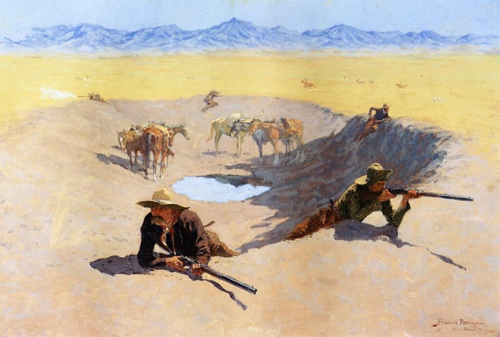 Fight for the Water Hole (1903) - Frederic Remington Tablo