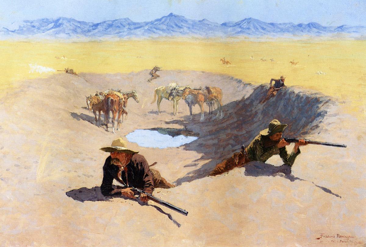 Fight for the Water Hole (1903) - Frederic Remington Tablo