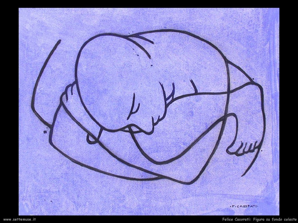Figura su fondo celeste – Felice Casorati Tablo