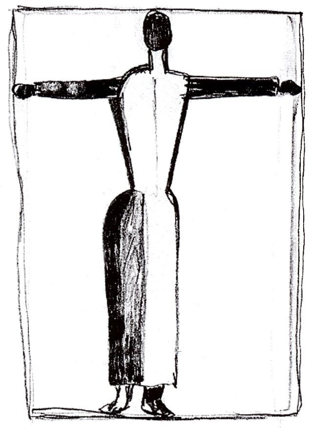Figure in the form of a cross with raised hands - Kazimir Malevich Tablo