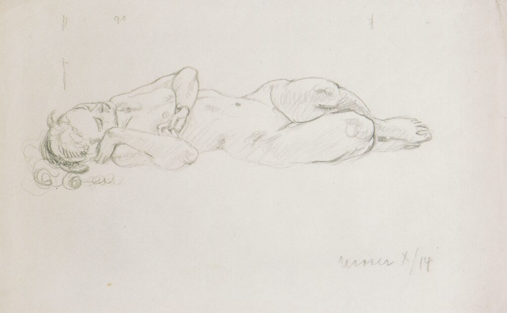 Figure study to Mermaid (1914) - Koloman Moser Tablo