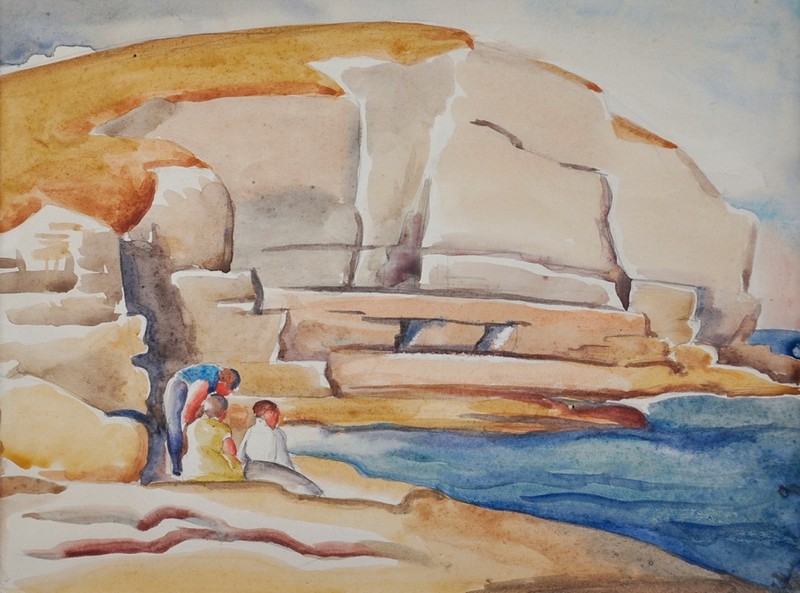Figures by a Rock Pool - Dorrit Black Tablo