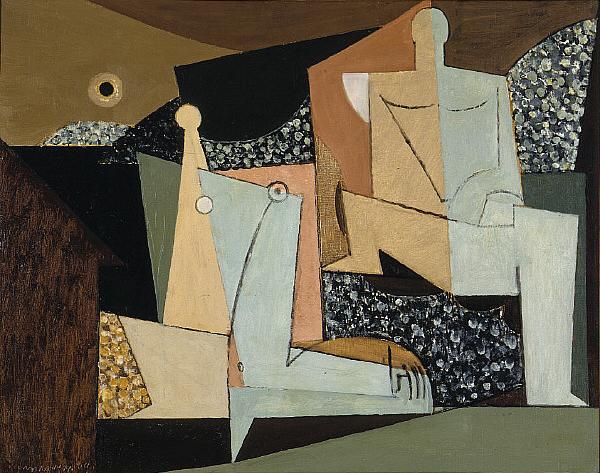 Figures on a Beach (1930) - Louis Marcoussis Tablo