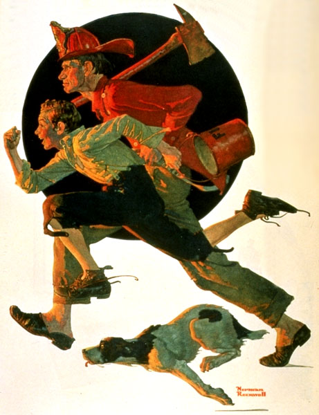 Fire Rescue (1931) - Norman Rockwell Tablo