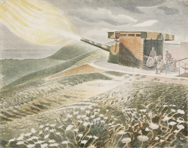 Firing a 9.2 Gun (1941) – Eric Ravilious Tablo