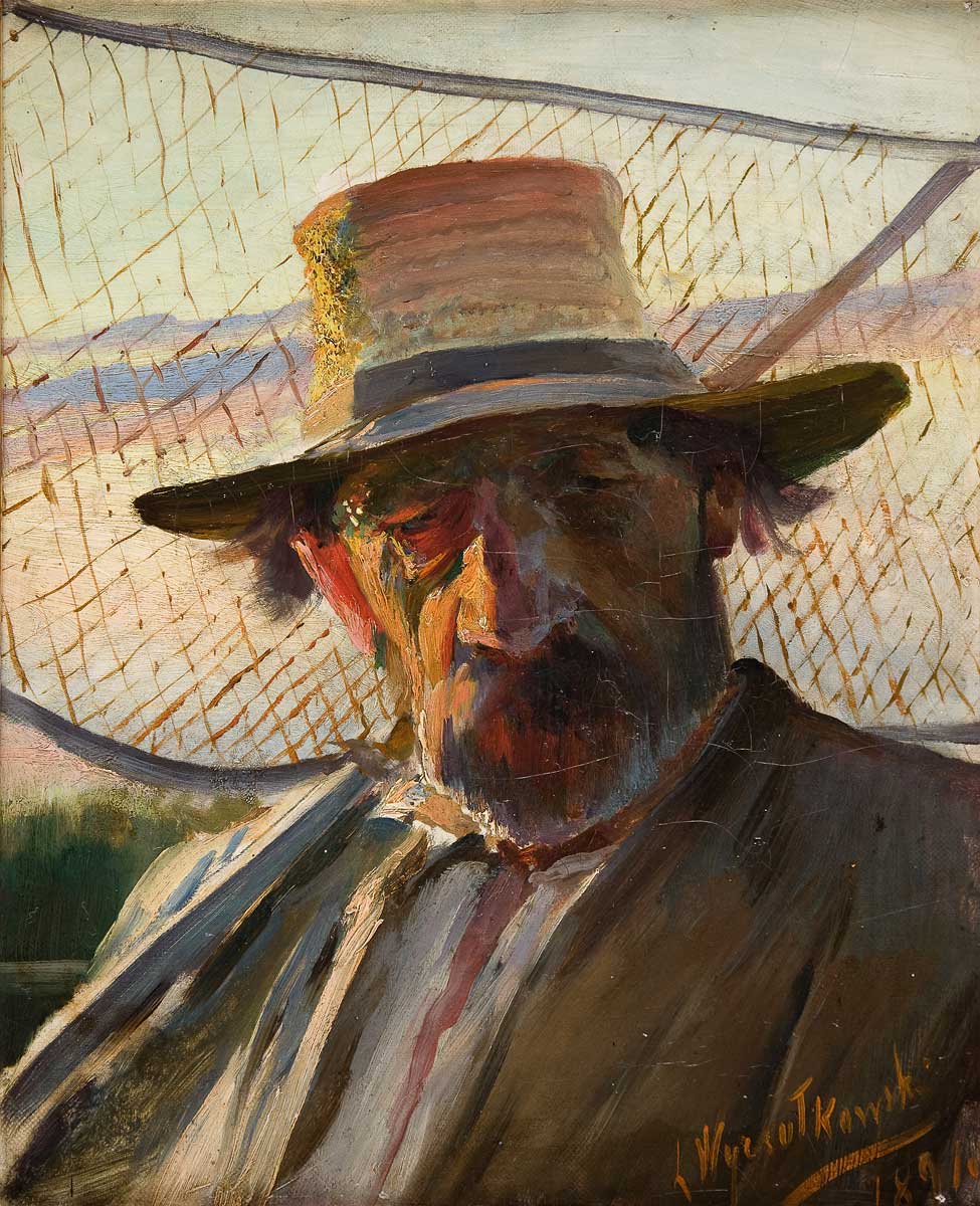 Fisherman with Network (1891) - Leon Wyczółkowski Tablo