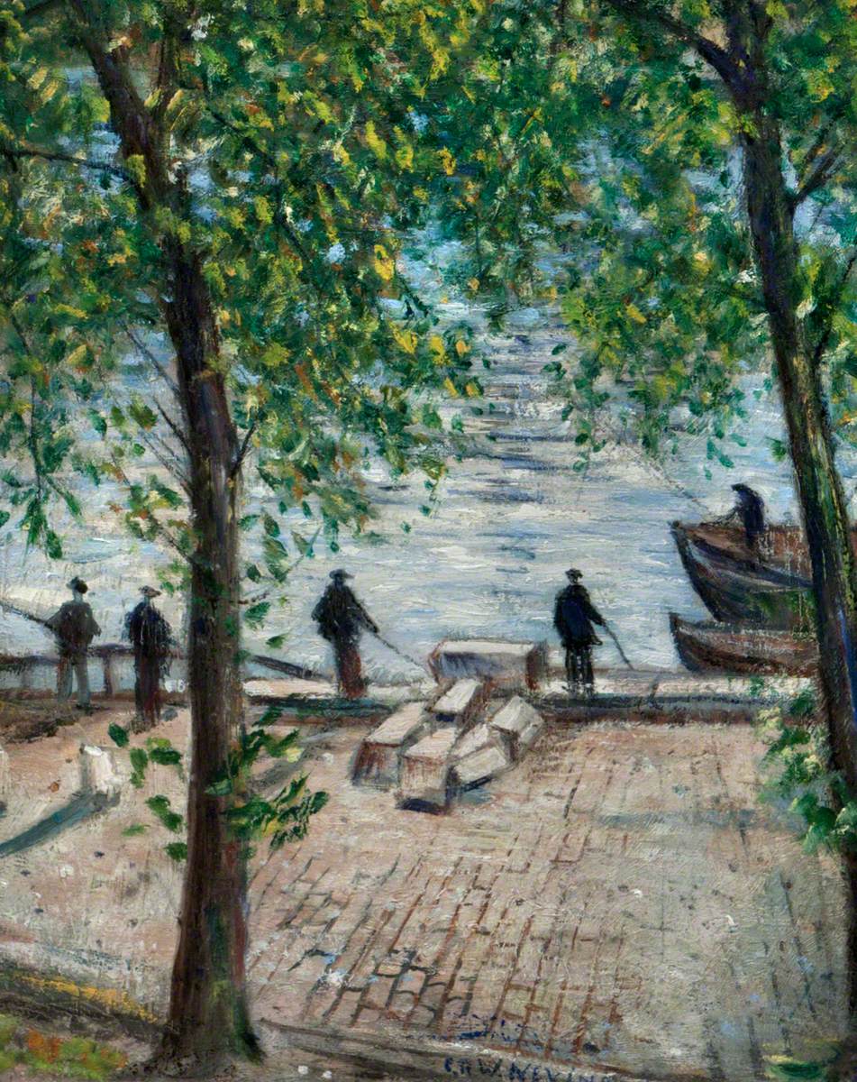 Fishermen on the Seine (1939) - C. R. W. Nevinson Tablo