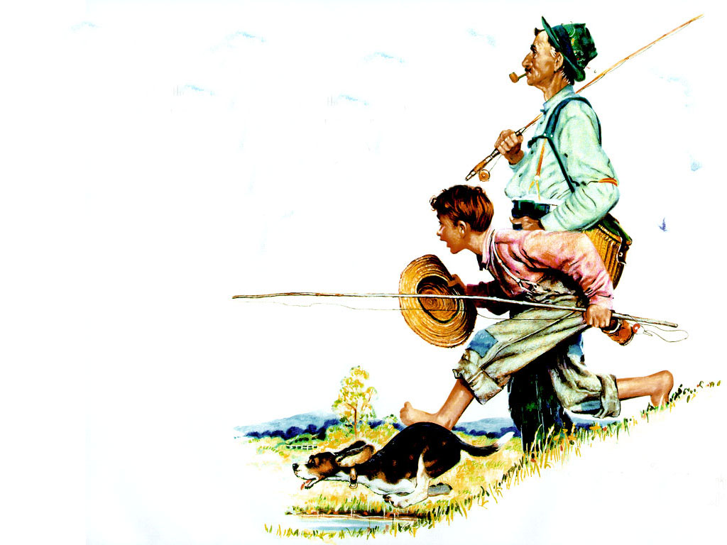 Fishing (1948) - Norman Rockwell Tablo