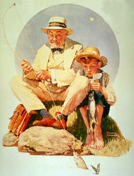 Fishing - Norman Rockwell Tablo