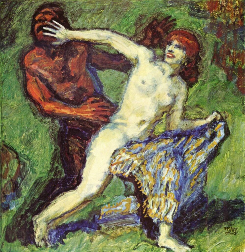 Fishing game (Faun and Nymph) (1904) - Franz Stuck Tablo