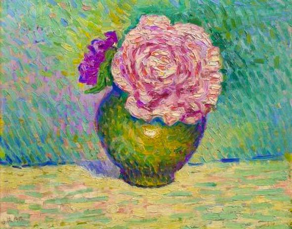 Fleur rose dans un vase (1902) - Jean Metzinger Tablo