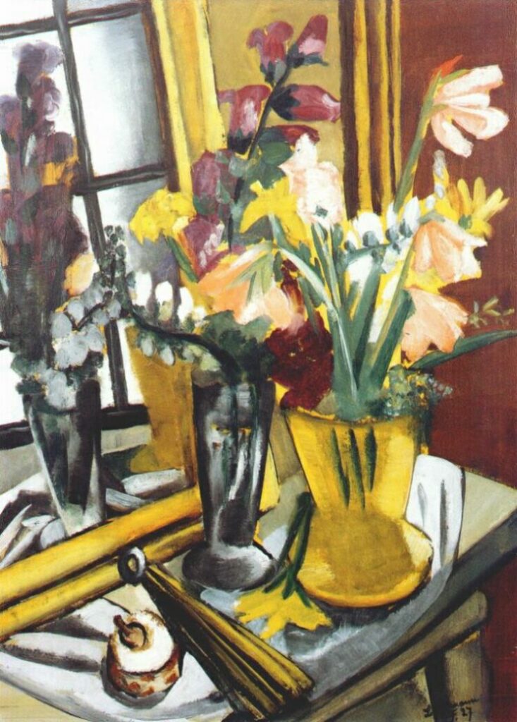 Floral still life with mirror (1927) - Max Beckmann Tablo