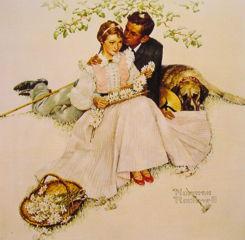 Flowers in Tender Bloom (1955) - Norman Rockwell Tablo