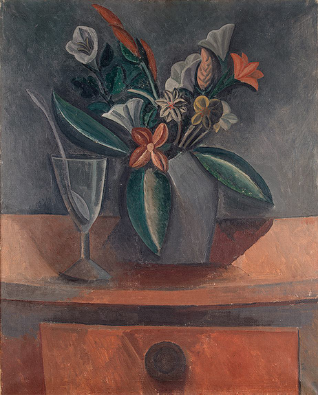 Flowers in a Grey Jar (1908) - Pablo Picasso Tablo