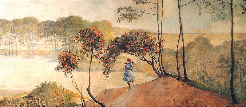 Follow the Stream (right wing) (1909) - Jacek Malczewski Tablo