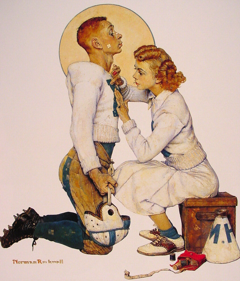 Football Hero (1955) - Norman Rockwell Tablo