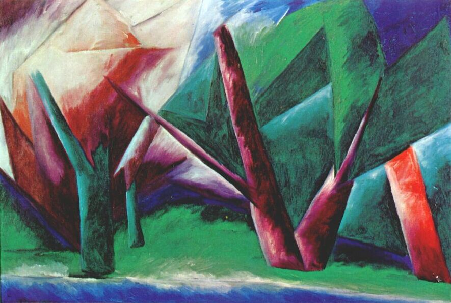 Forest (Red green) (1913) - Natalia Goncharova Tablo