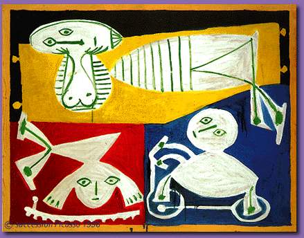Francoise Gilot with Paloma and Claude (1951) - Pablo Picasso Tablo