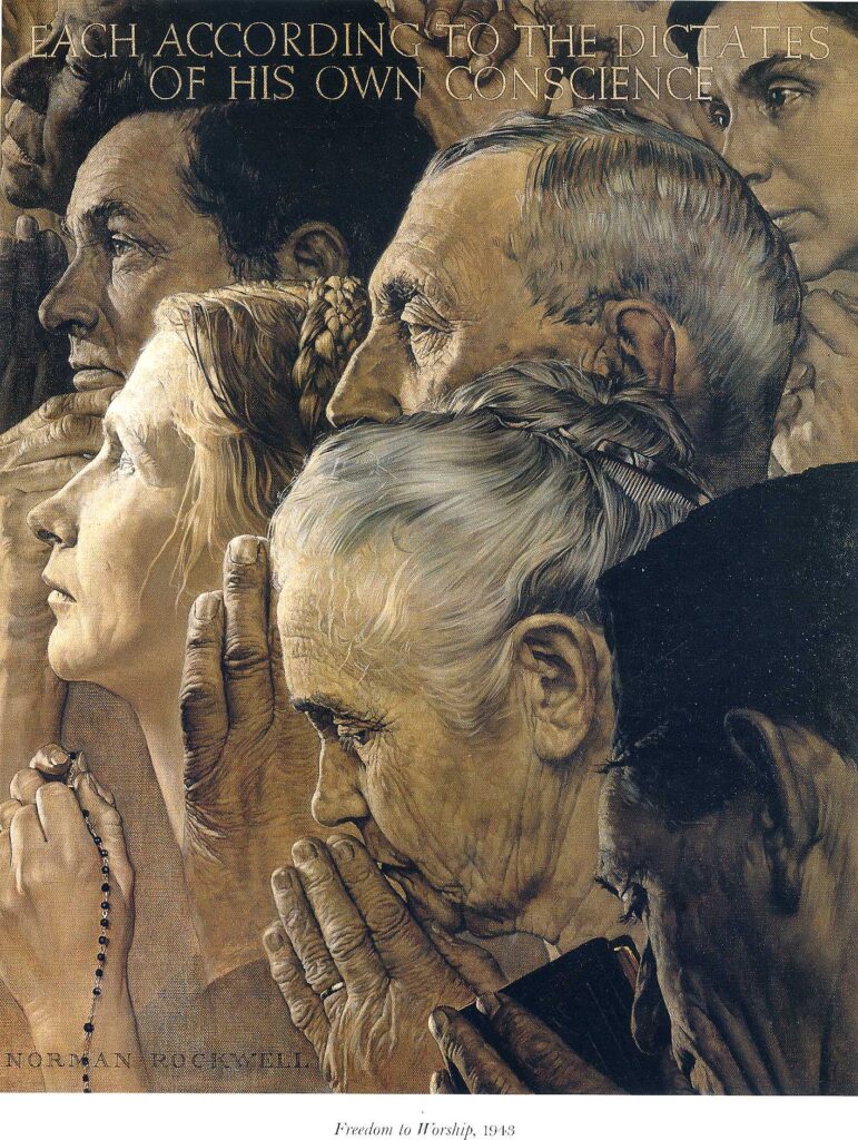Freedom to Worship (1943) - Norman Rockwell Tablo
