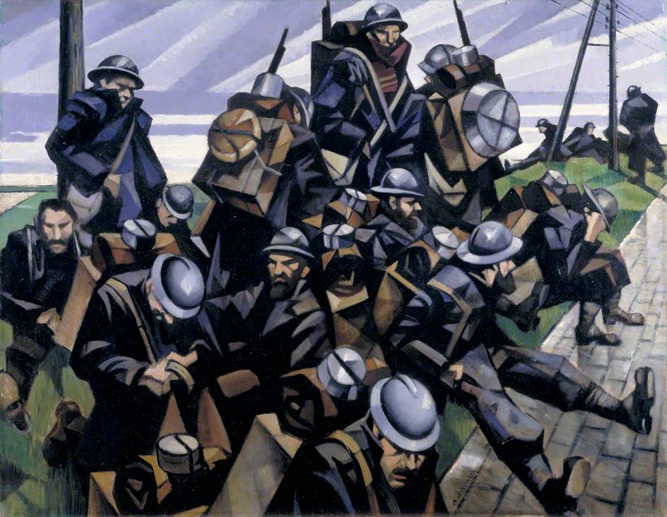 French Troops Resting (1916) - C. R. W. Nevinson Tablo