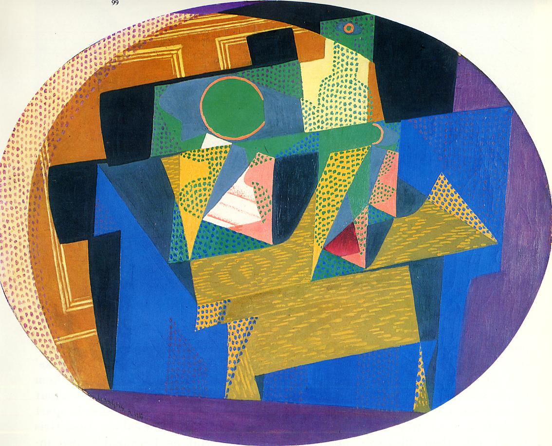 Fruit Bowl with Bottle - Juan Gris Tablo
