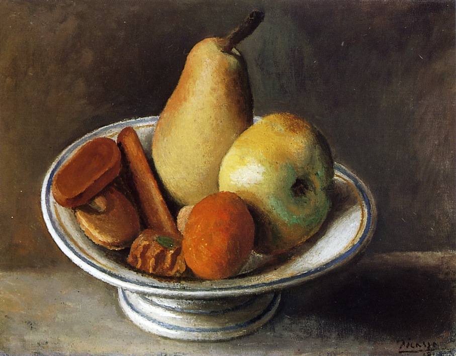 Fruit Bowl with Fruit (1918) - Pablo Picasso Tablo