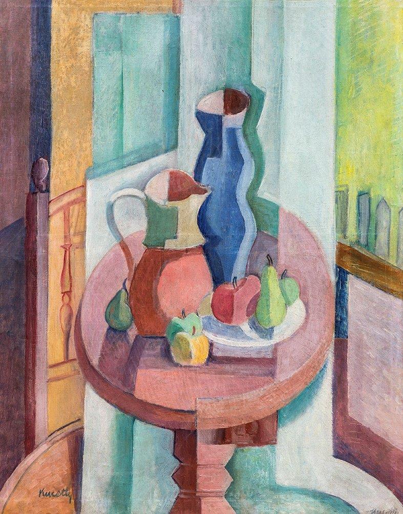 Fruit Still Life with Blue Jug (1930) - Kmetty János Tablo