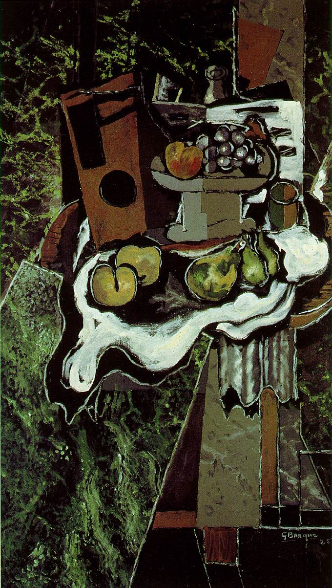 Fruit on a Tablecloth with a Fruitdish (1925) - Georges Braque Tablo