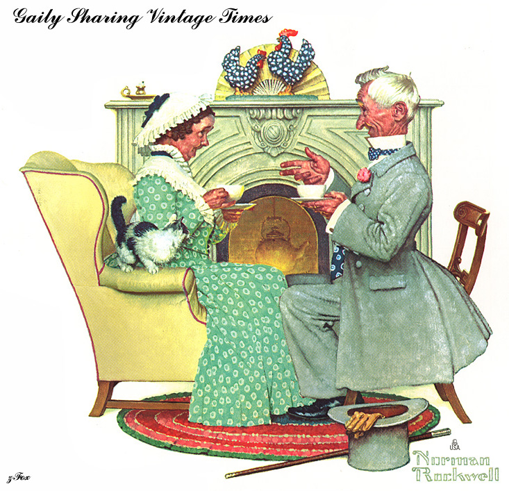 Gaily Sharing Vintage Times (1955) - Norman Rockwell Tablo