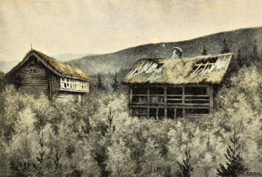 Gamle Hus Ved Sole - Theodor Severin Kittelsen Tablo