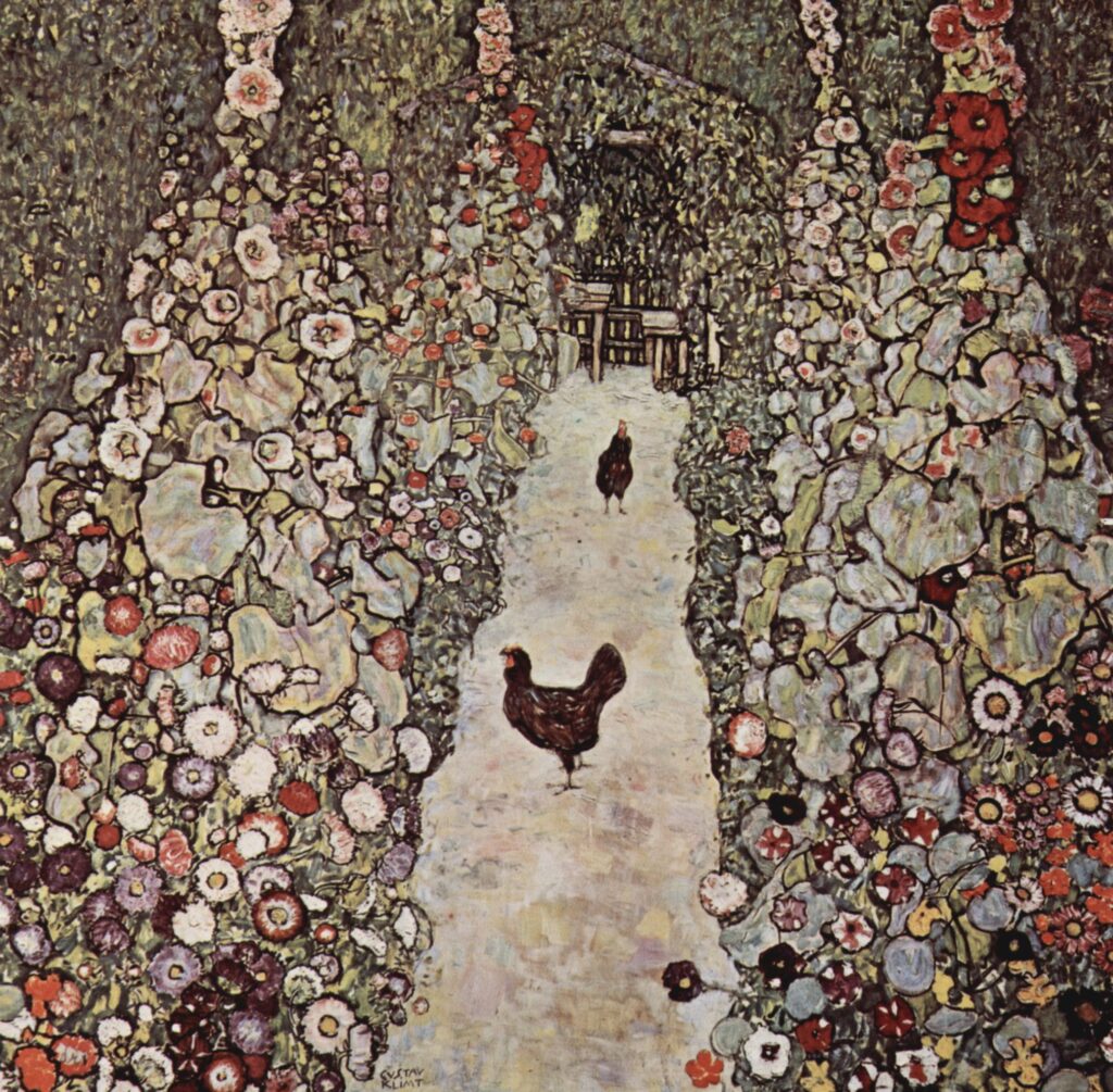 Garden with Roosters (1917) - Gustav Klimt Tablo
