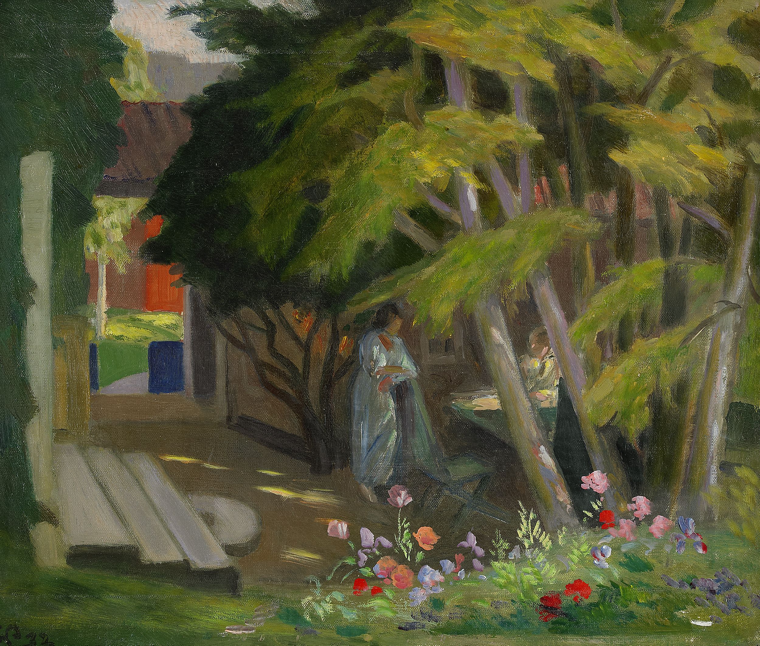Garden with a woman - Georg Pauli Tablo